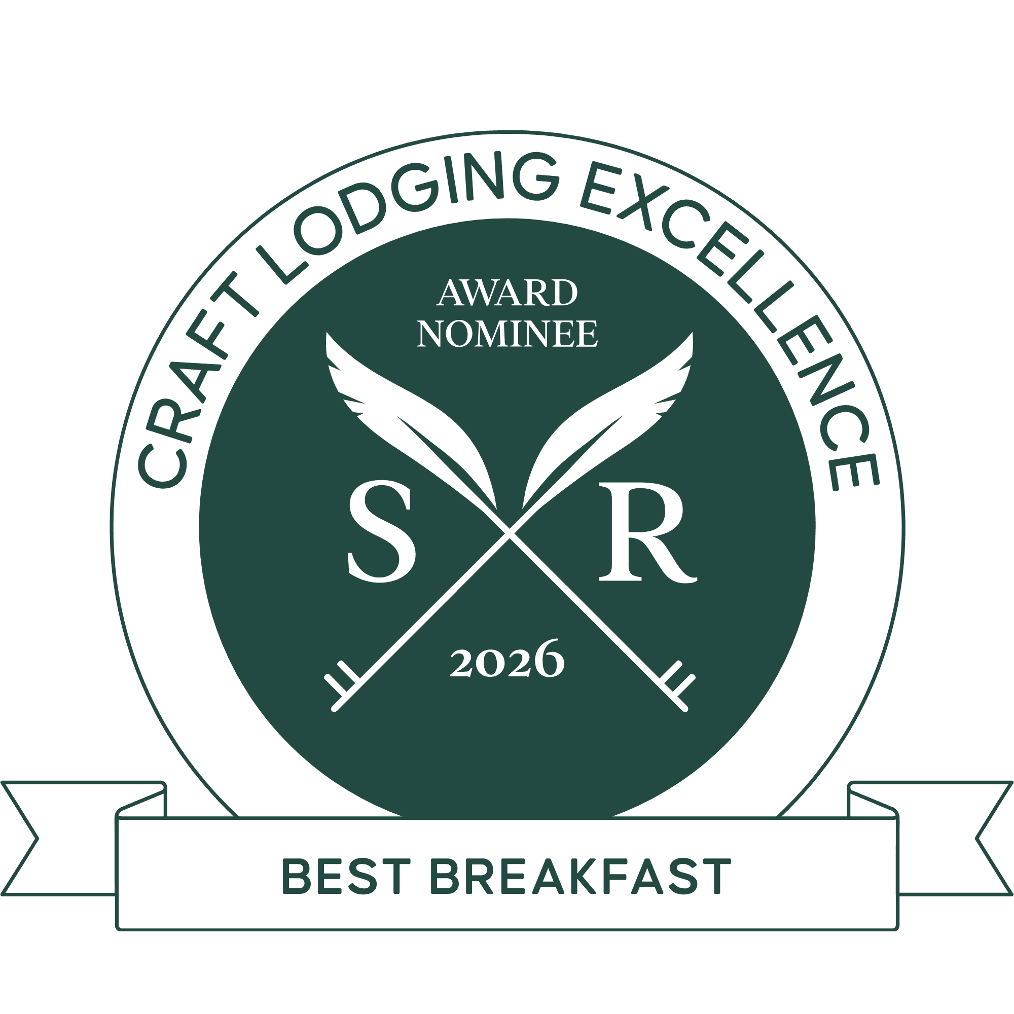 Badge highlighting the 2026 Craft Lodging Excellence award nomination for Best Breakfast.